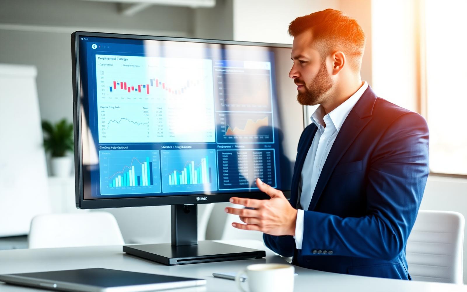 Accountant bekijkt financiële dashboards